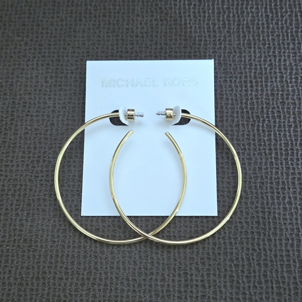 Michael Kors Gold💛 "Cityscape"🏙 Large Hoop Earrings - Picture 6 of 14
